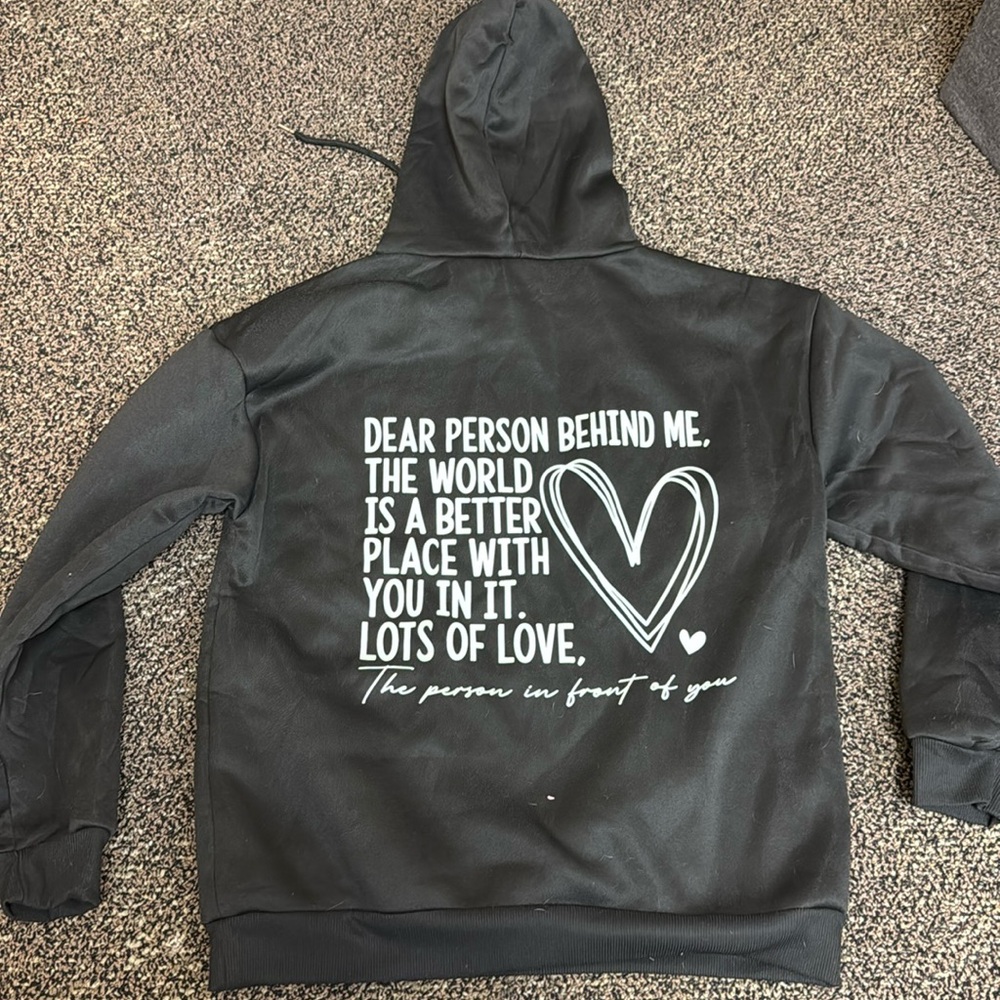 Black Hoodie with Heart Print
